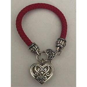 Red Braided Heart Charm Bracelet